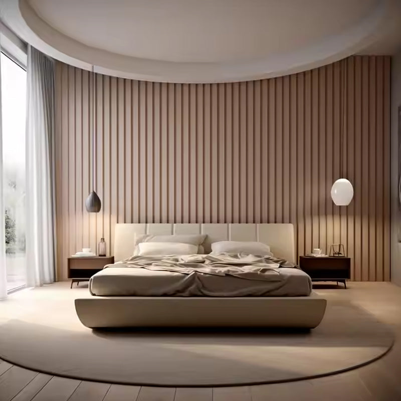 Sound-absorbing PS Wood Wall Sheet Board Indoor 3D Fluted Wall Panel Louvre Wall Decor-海智集-
