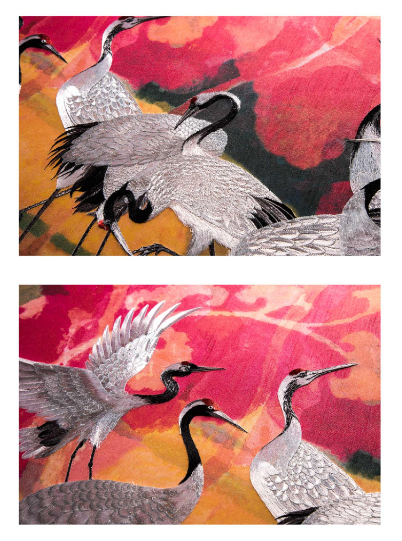 Decorative Art-Dancing Cranes in Clear Skies with CloudsⅠ-海智集-