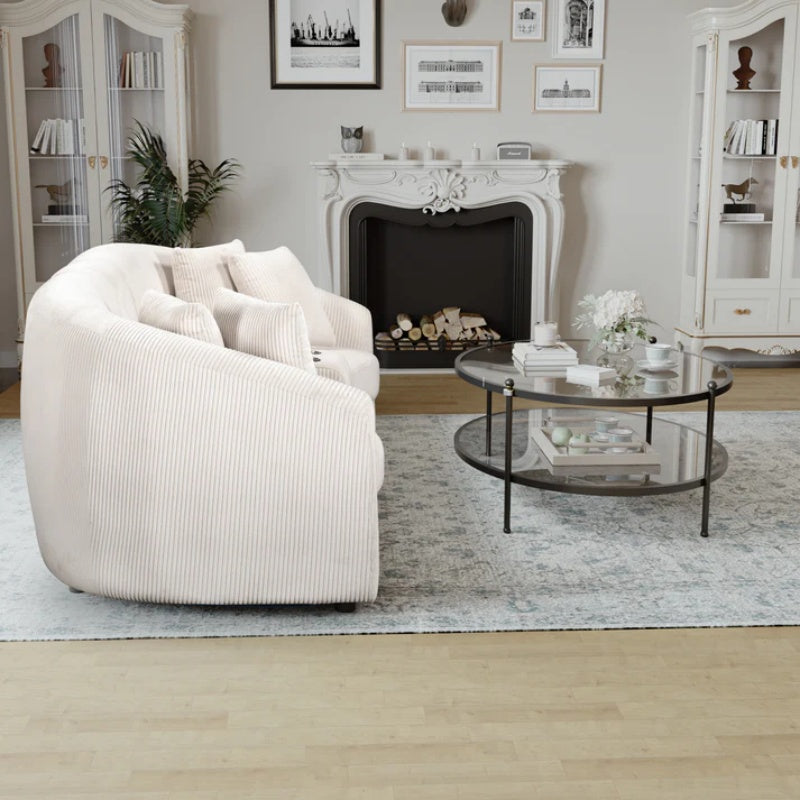 UNITED WE WIN corduroy fabric, two cup holders, storage, oversized two-seat, solid wood frame, high quality sponge filling, curved placement sofa-海智集-Default-