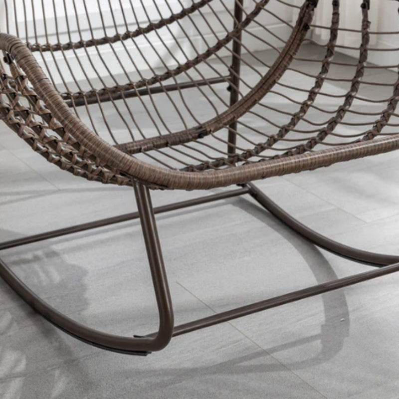 Outdoor Rattan Rocking Chair,Padded Cushion Rocker Recliner Chair Outdoor for Front Porch, Living Room, Patio, Garden, Grey-海智集-Default-