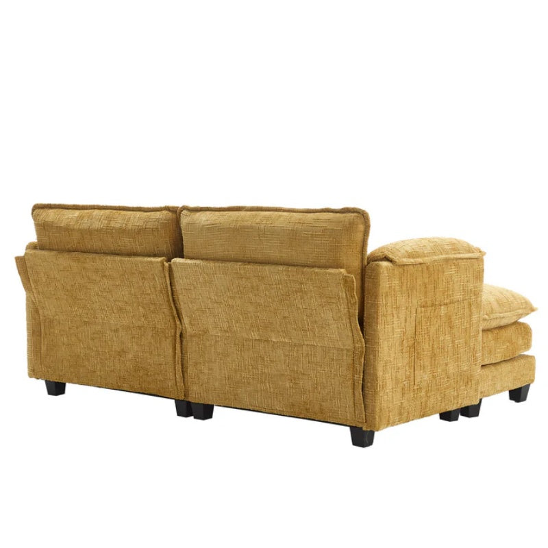 UNITED WE WIN Chenille fabric, solid construction, the overall structure of the sofa is stable, detachable armrests, two foot stools and two-seat sofa with side pockets-海智集-Default-