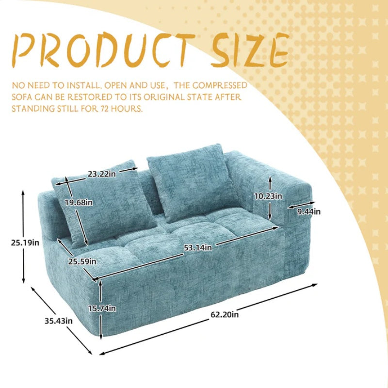 UNITED WE WIN Chenille Loveseat Sofa,Minimalist Modular Couches Sleeper for Living Room Bedroom Apartment Lounge-海智集-Default-