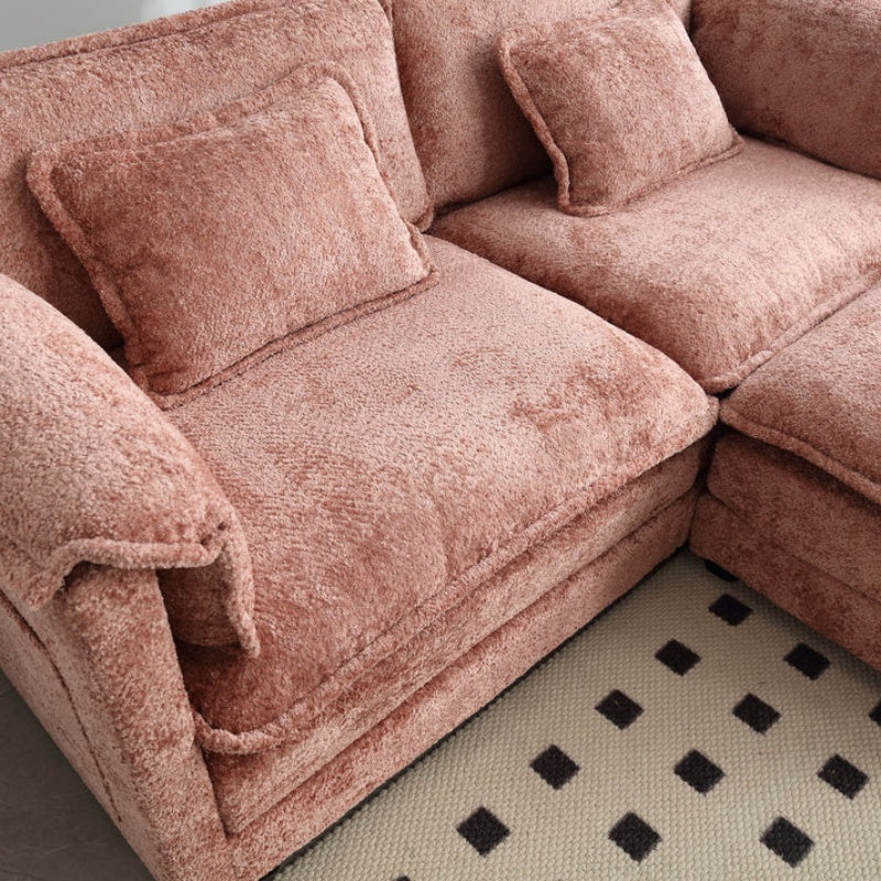 UNITED WE WIN Chenille fabric, removable armrests with side pockets, high density sponge filling, oversized double sofa with footstool-海智集-Default-