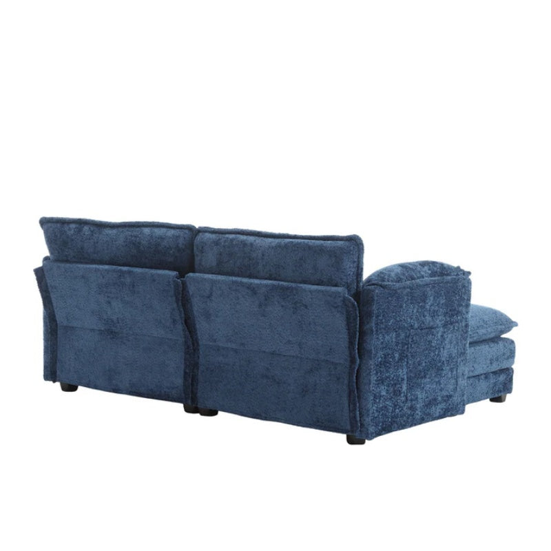 UNITED WE WIN Chenille fabric, removable armrests with side pockets, high density sponge filling, oversized double sofa with footstool-海智集-Default-