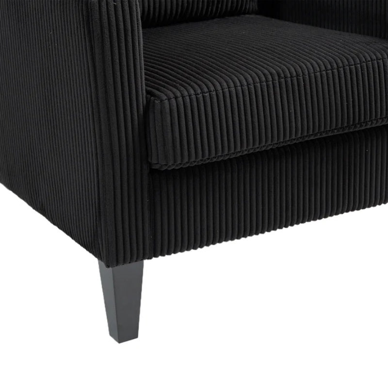 COOLMORE Modern Accent Chair,Upholstered Armchair with Scooped Arms for Bedroom,Apartment,Studio,Office,Waiting Room(Black Corduroy)-海智集-Default-