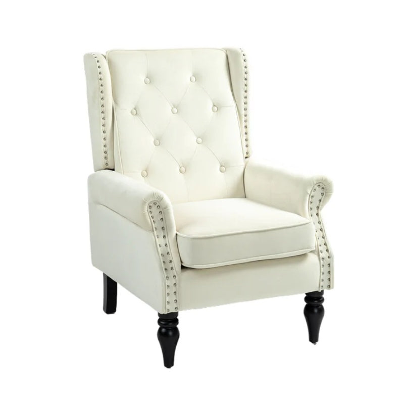 COOLMORE Wood Frame Armchair, Modern Accent Chair Lounge Chair with Sturdy Wood Legs for Living Room Bedroom (Beige)-海智集-Default-