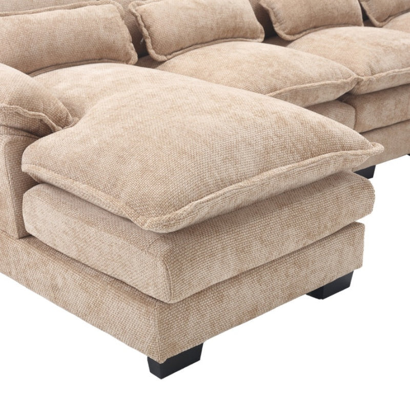 UNITED WE WIN Chenille, high quality sponge filling, solid wood frame, oversized four-seater, U-shaped combination sofa-海智集-Default-