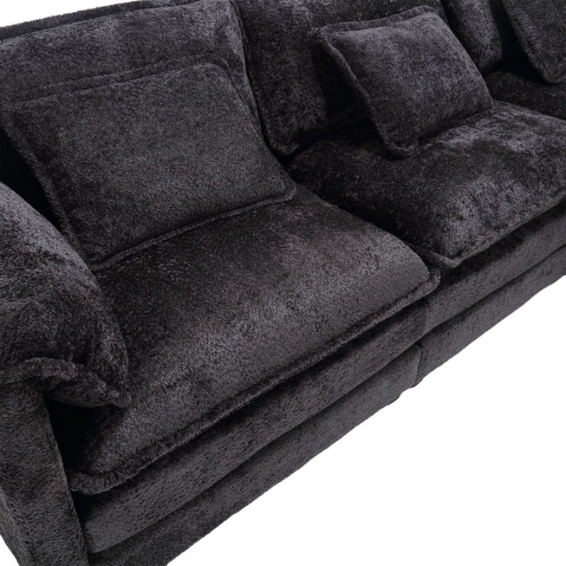 Modern Large L-Shape Sectional Chenille fabric, movable pedals, detachable armrests, oversized three-seat Sofa-海智集-Default-