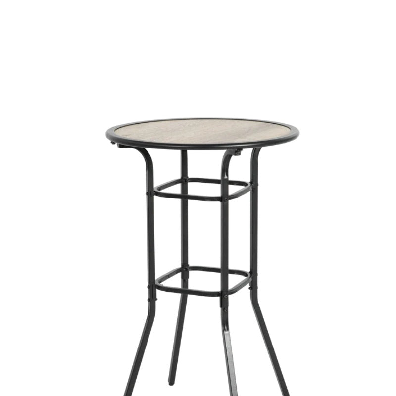 3pcs Outdoor Bar Set, Patio Bar Table and Chairs Set, Bar Height Patio Set - 2 x Swivel Bar Chairs , 1 x Round Bar Table(DPC Wood-Like)-Grey-海智集-Default-