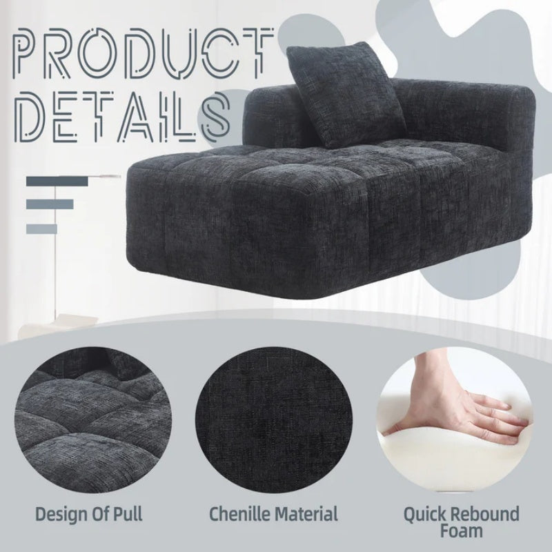UNITED WE WIN Chenille Loveseat Sofa,Minimalist Modular Couches Sleeper for Living Room Bedroom Apartment Lounge-海智集-Default-