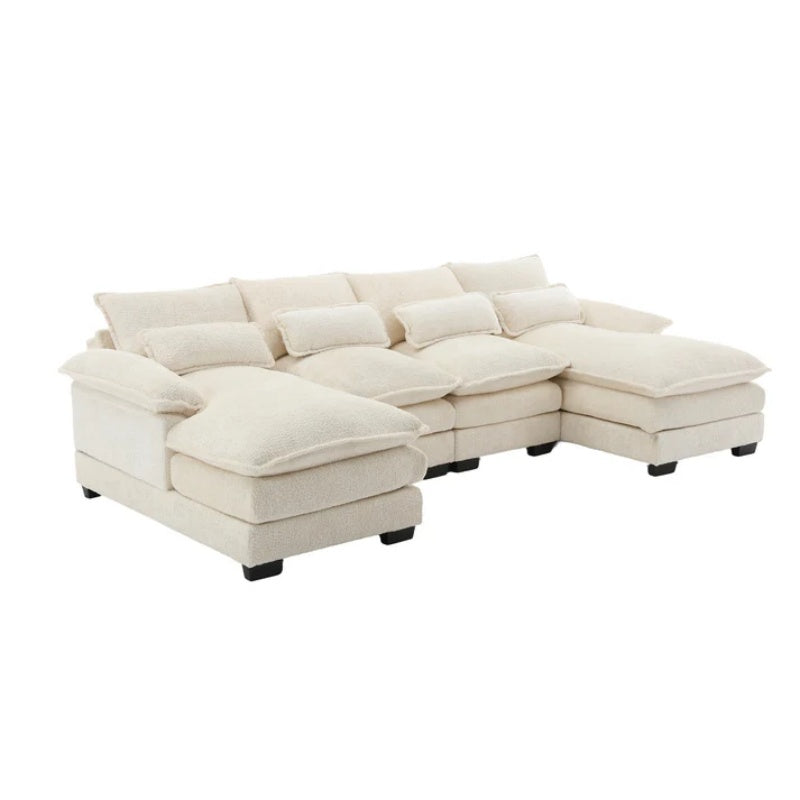 UNITED WE WIN Modern Large chenille Fabric U-Shape Sectional Sofa-海智集-Default-