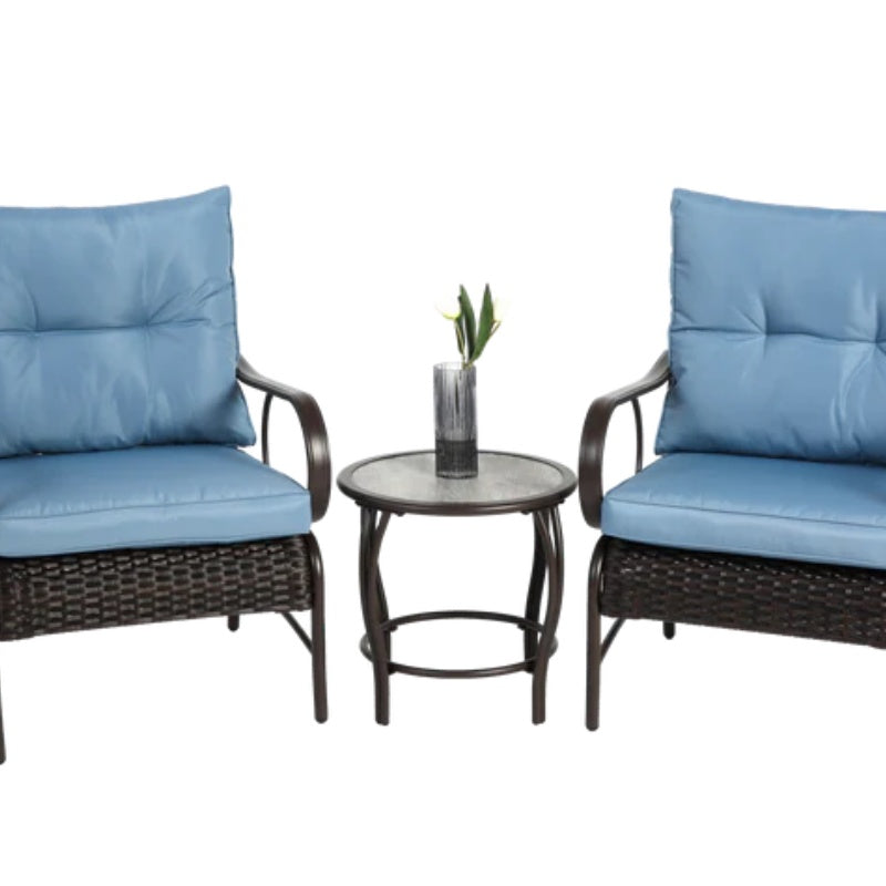 3 Pieces Patio Set Outdoor Wicker Furniture Sets Modern Rattan Chair Conversation Sets with Coffee Table-海智集-Default-