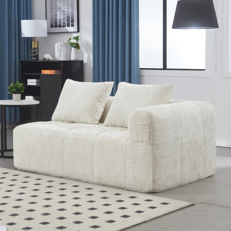 UNITED WE WIN Chenille Loveseat Sofa,Minimalist Modular Couches Sleeper for Living Room Bedroom Apartment Lounge-海智集-Default-