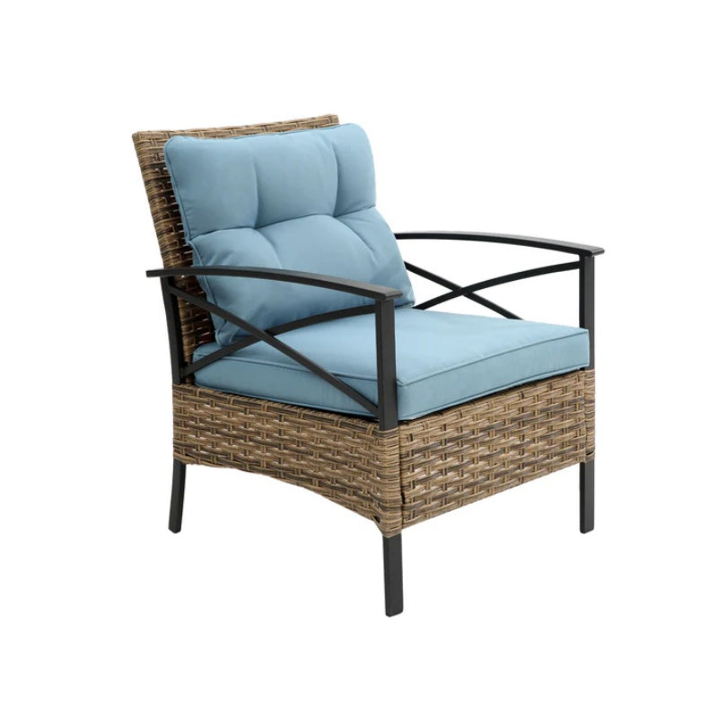 Patio 4 piece sectional low dining conversation sofa set- KD rattan wicker outdoor garden furniture corner sofa set with cushion.-海智集-Default-