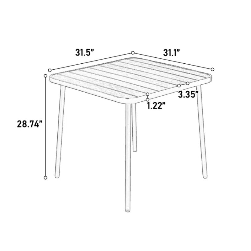 5-Piece Plastic chair and steel table Outdoor Dining Set, plastic Chairs and Table Set for Garden Patio, Brown-海智集-Default-