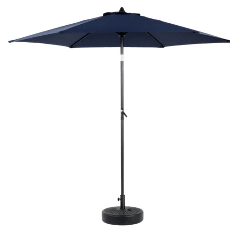 9FT Outdoor Patio Umbrella Outdoor Table Umbrella with Push Button Tilt and Crank, Market Umbrella 6 Sturdy Ribs , Deck, Backyard, Pool (Base Not Included) - (Navy blue )-海智集-Default-
