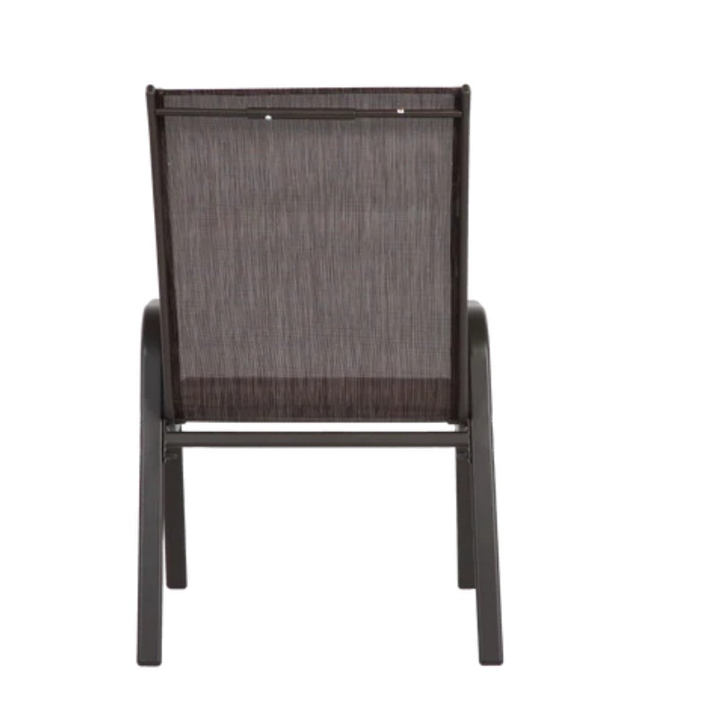 4 Piece Patio Chairs, Outdoor Camping Chairs with Breathable Textilene Fabric, Set of 2 Garden Chairs with Armrest High Backrest for Garden Patio Pool Beach Yard Space Saving ( Brown)-海智集-Default-