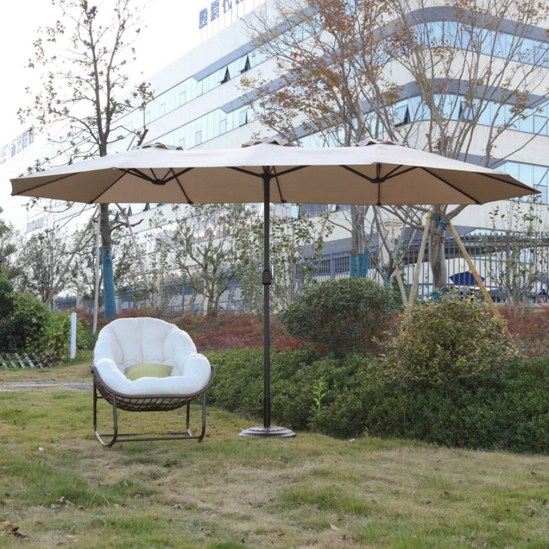 14.8 Ft Double Sided Outdoor Umbrella Rectangular Large with Crank ( khaki )(No Base)-海智集-Default-