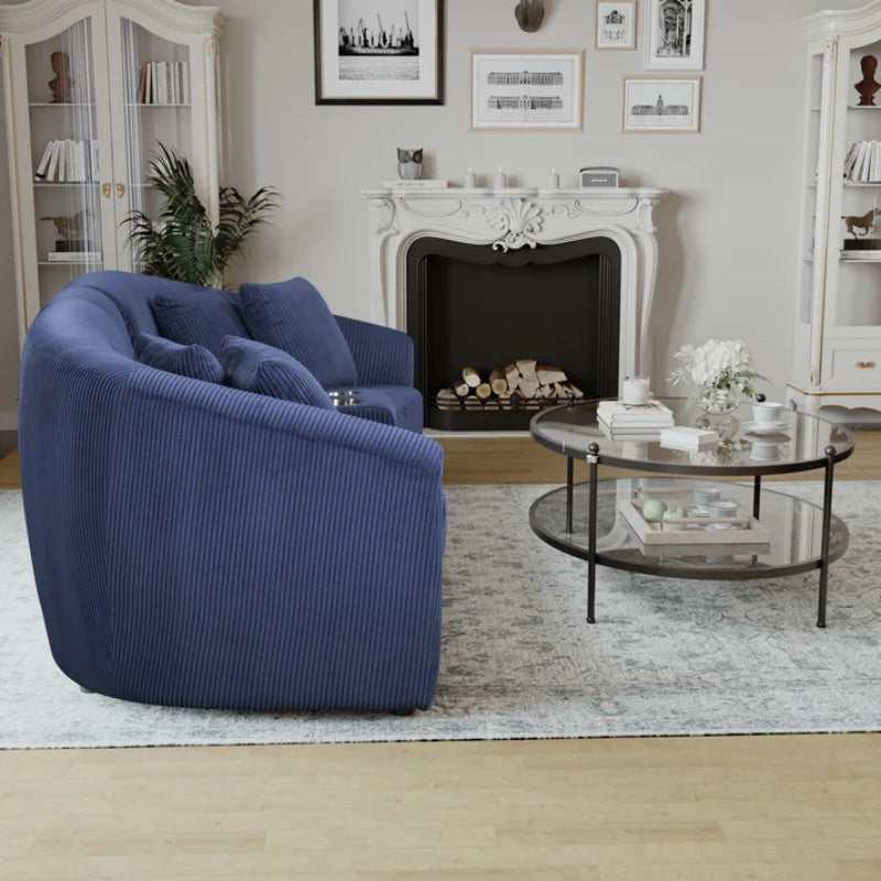 UNITED WE WIN corduroy fabric, two cup holders, storage, oversized two-seat, solid wood frame, high quality sponge filling, curved placement sofa-海智集-Default-