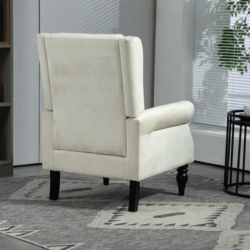 COOLMORE Wood Frame Armchair, Modern Accent Chair Lounge Chair with Sturdy Wood Legs for Living Room Bedroom (Beige)-海智集-Default-