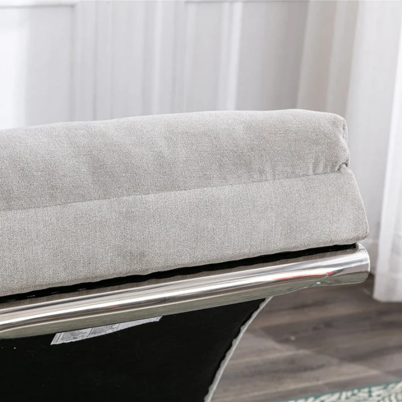 Light Grey Linen Massage Chaise Lounge Indoor with Remote Control, Ergonomic Electric Massage Lounger with 5 Modes-海智集-Default-