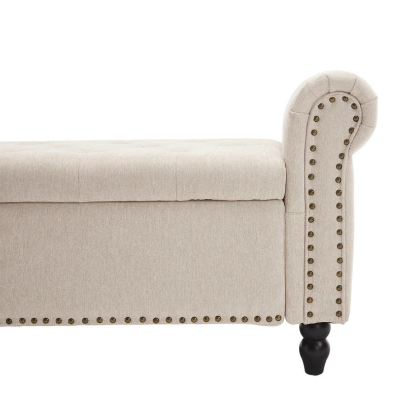 Coolmore Storage Ottoman 55.12 Inches Upholstered Fabric Storage Ottoman Bench,Button Tufted Ottoman with Storage for Living Room,Bedroom End of Bed Bench Withstands 275lbs-海智集-Default-