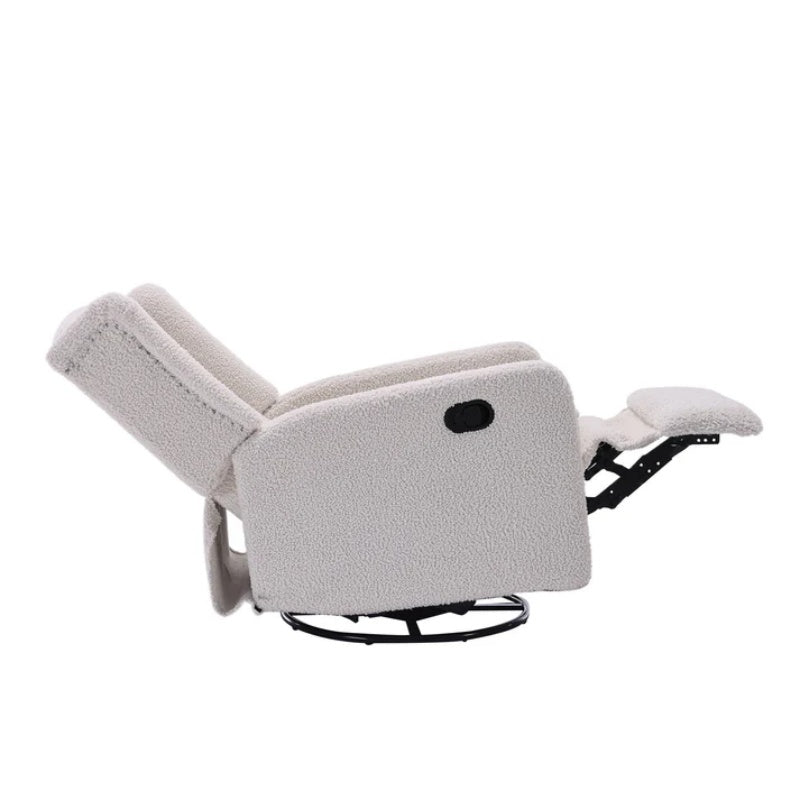 COOLMORE Rocking Recliner Chair,360 Degree Swivel Nursery Rocking Chair,Glider Chair,Modern Small Rocking Swivel Recliner Chair for Bedroom,Living Room Chair Home Theater Seat (White Teddy)-海智集-Default-