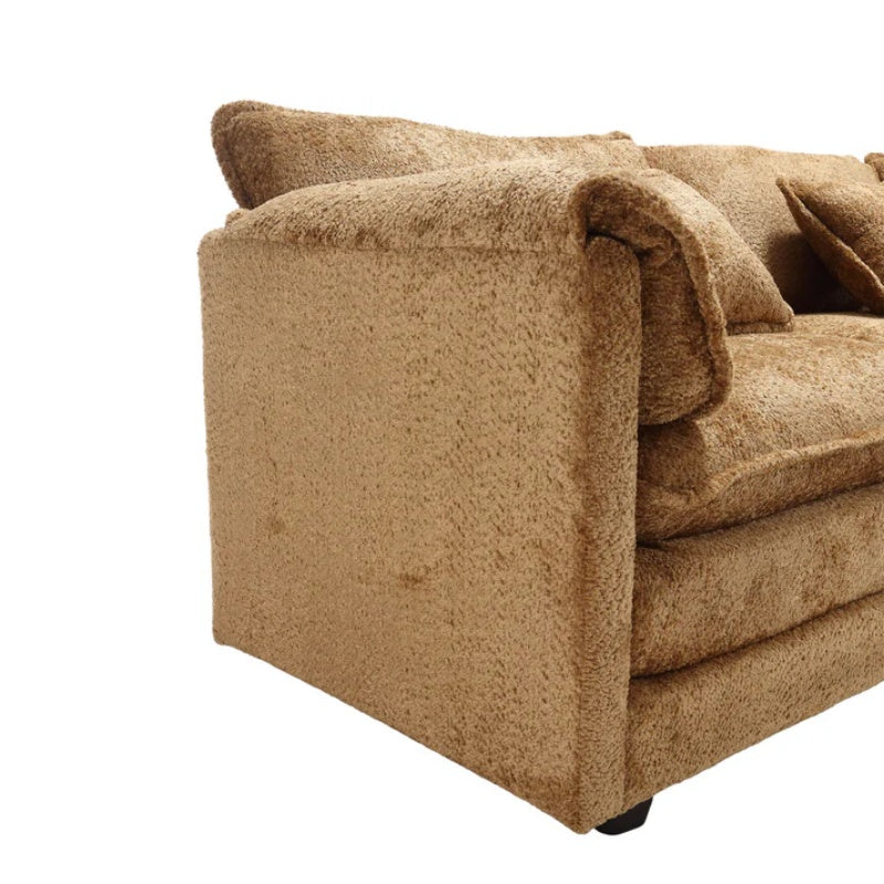 Modern Large L-Shape Sectional Chenille fabric, movable pedals, detachable armrests, oversized three-seat Sofa-海智集-Default-
