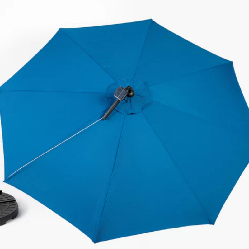 10ft Solar LED Offset Hanging Market Patio Umbrella ( Dark blue)(No Base)-海智集-Default-