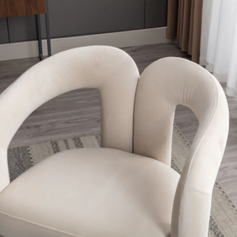 Contemporary Designed Velvet Fabric Upholstered Accent/Dining Chair /Barrel Side Chairs Kitchen Armchair for Living Room set of 2 (Beige Velvet)-海智集-Default-