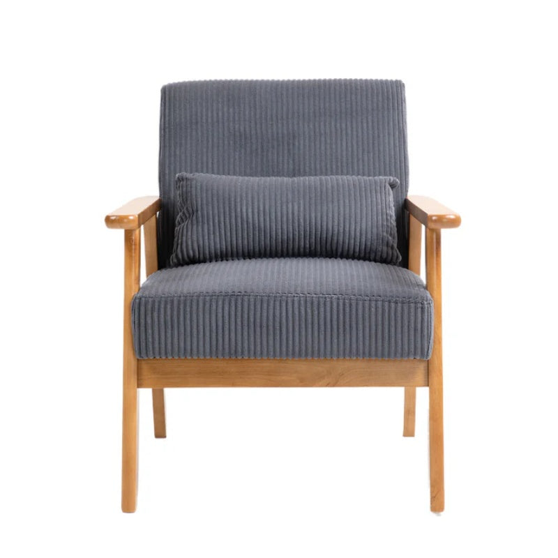 Leisure Chair with Solid Wood Armrest and Feet, Leisure chair, wood frame, velvet, l, solid rubber wood legs, Mid-Century Modern Accent chair, for Living Room Bedroom Studio chair-海智集-Default-
