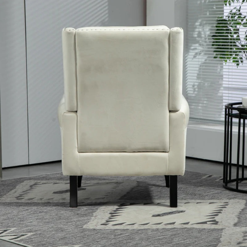 COOLMORE Wood Frame Armchair, Modern Accent Chair Lounge Chair with Sturdy Wood Legs for Living Room Bedroom (Beige)-海智集-Default-