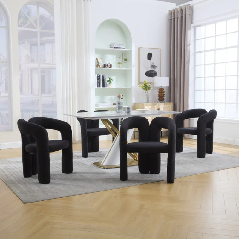 COOLMORE Contemporary Designed Teddy Fabric Upholstered Accent/Dining Chair, Black, Soft Velvet, 24'' x 20.5'' x 28''-海智集-Default-