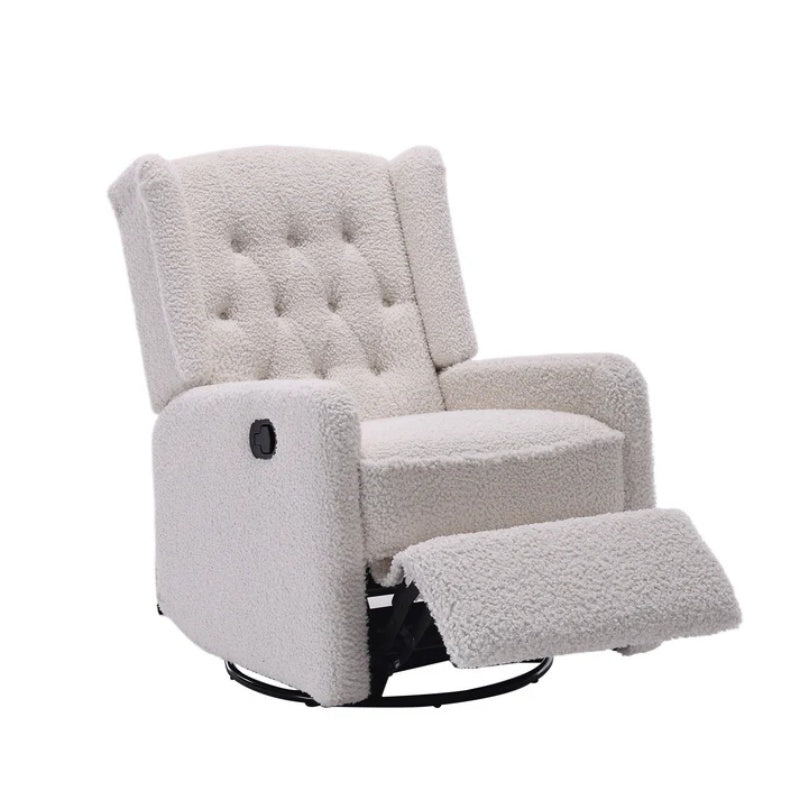 COOLMORE Rocking Recliner Chair,360 Degree Swivel Nursery Rocking Chair,Glider Chair,Modern Small Rocking Swivel Recliner Chair for Bedroom,Living Room Chair Home Theater Seat (White Teddy)-海智集-Default-