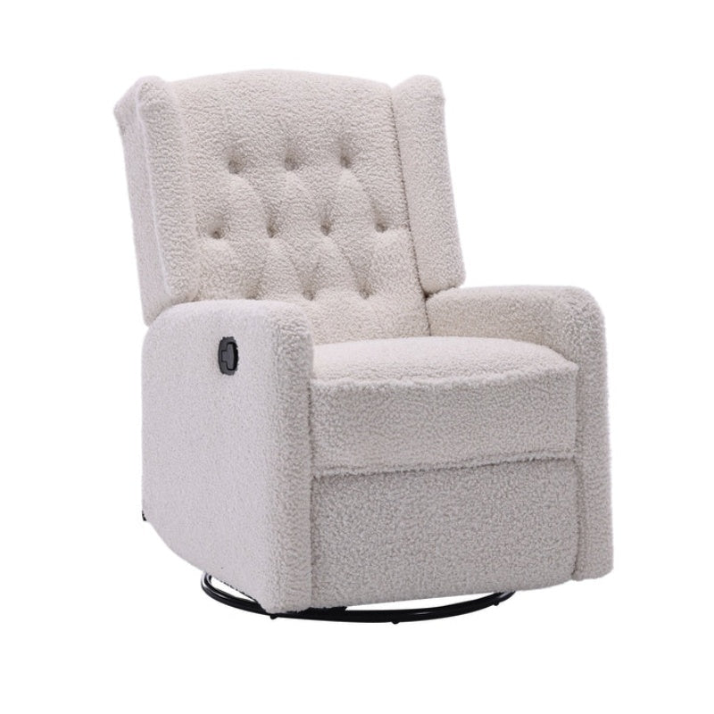 COOLMORE Rocking Recliner Chair,360 Degree Swivel Nursery Rocking Chair,Glider Chair,Modern Small Rocking Swivel Recliner Chair for Bedroom,Living Room Chair Home Theater Seat (White Teddy)-海智集-Default-