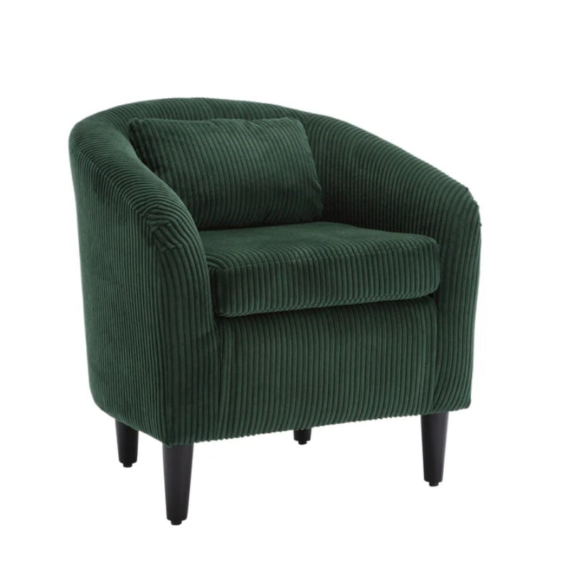 COOLMORE Living Room Accent Barrel Chair, Century Modern Style Decorative Chair, Armchair for Living Room with Thick Cushions and Pillows, Comfy Single Sofa Chair, Chair with Wooden Legs-海智集-Default-