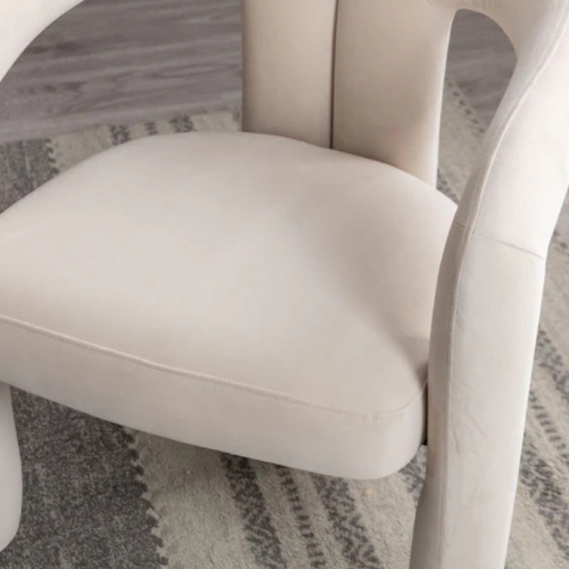 Contemporary Designed Velvet Fabric Upholstered Accent/Dining Chair /Barrel Side Chairs Kitchen Armchair for Living Room set of 2 (Beige Velvet)-海智集-Default-