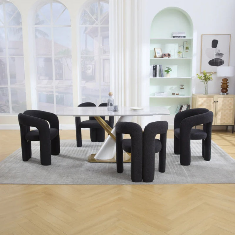 COOLMORE Contemporary Designed Teddy Fabric Upholstered Accent/Dining Chair, Black, Soft Velvet, 24'' x 20.5'' x 28''-海智集-Default-
