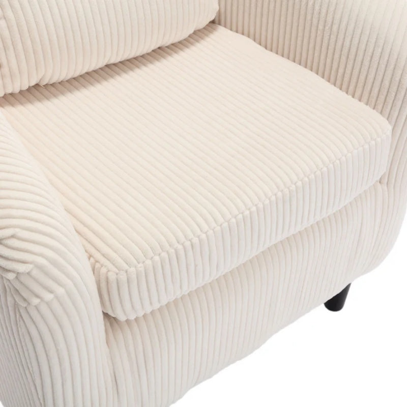 COOLMORE Living Room Accent Barrel Chair, Century Modern Style Decorative Chair, Armchair for Living Room with Thick Cushions and Pillows, Comfy Single Sofa Chair, Chair with Wooden Legs,Beige-海智集-Default-