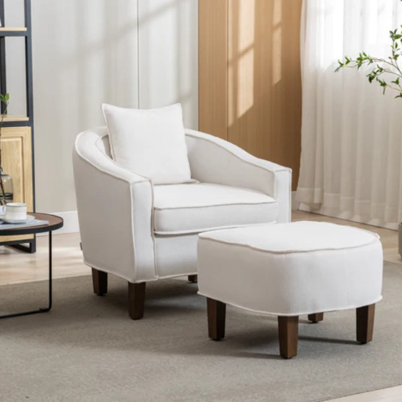 COOLMORE Accent Chair with Ottoman, Mid Century Modern Barrel Chair Upholstered Club Tub Round Arms Chair for Living Room-海智集-Default-