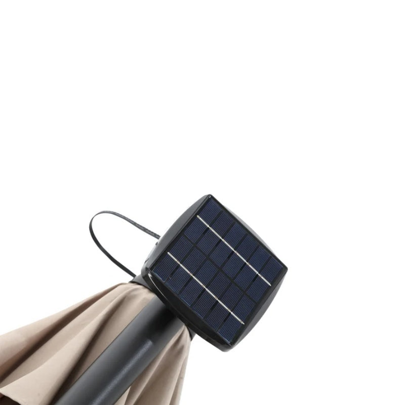 10ft Solar LED Offset Hanging Market Patio Umbrella ( khaki )(No Base)-海智集-Default-