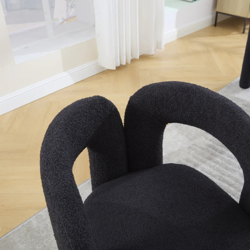 COOLMORE Contemporary Designed Teddy Fabric Upholstered Accent/Dining Chair, Black, Soft Velvet, 24'' x 20.5'' x 28''-海智集-Default-