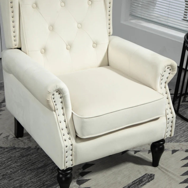 COOLMORE Wood Frame Armchair, Modern Accent Chair Lounge Chair with Sturdy Wood Legs for Living Room Bedroom (Beige)-海智集-Default-