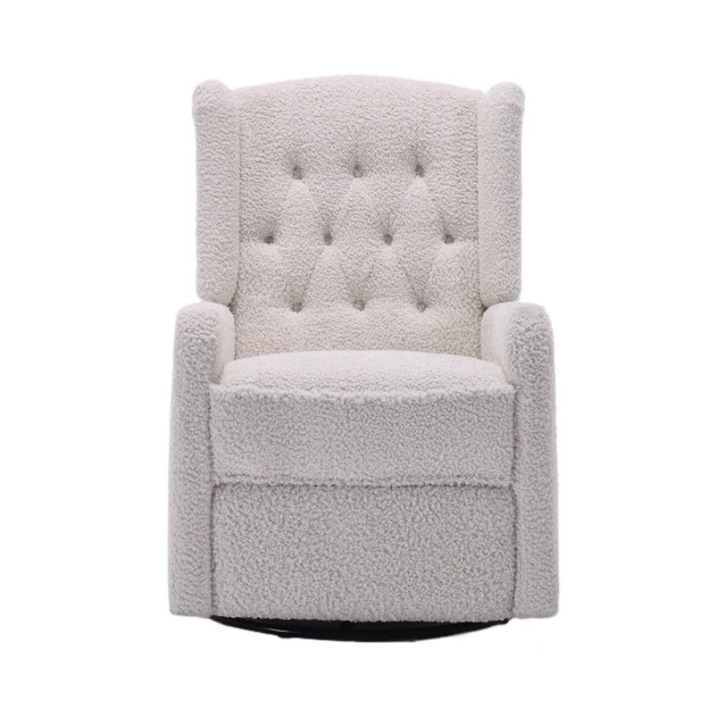 COOLMORE Rocking Recliner Chair,360 Degree Swivel Nursery Rocking Chair,Glider Chair,Modern Small Rocking Swivel Recliner Chair for Bedroom,Living Room Chair Home Theater Seat (White Teddy)-海智集-Default-