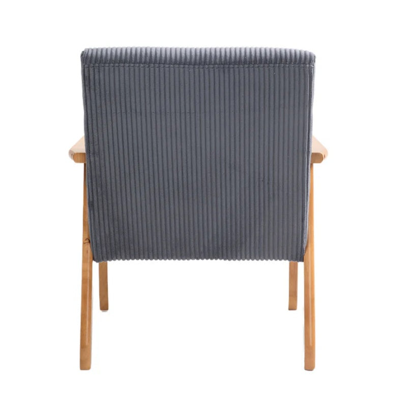 Leisure Chair with Solid Wood Armrest and Feet, Leisure chair, wood frame, velvet, l, solid rubber wood legs, Mid-Century Modern Accent chair, for Living Room Bedroom Studio chair-海智集-Default-