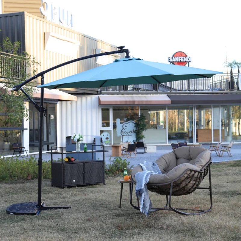 10ft Solar LED Offset Hanging Market Patio Umbrella ( Light green )(No Base)-海智集-Default-