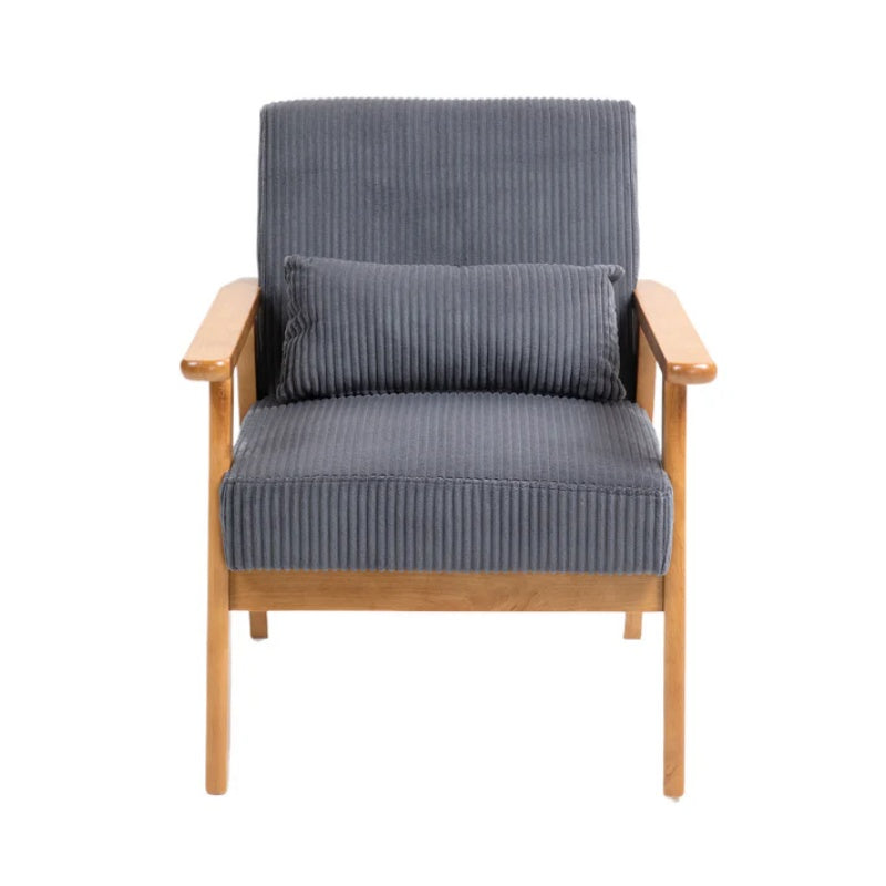 Leisure Chair with Solid Wood Armrest and Feet, Leisure chair, wood frame, velvet, l, solid rubber wood legs, Mid-Century Modern Accent chair, for Living Room Bedroom Studio chair-海智集-Default-