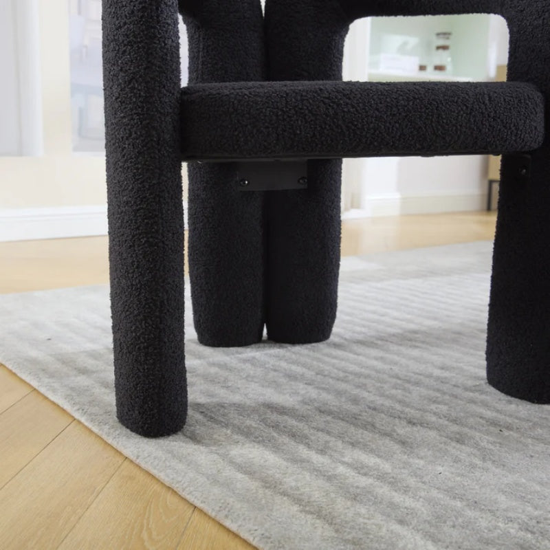 COOLMORE Contemporary Designed Teddy Fabric Upholstered Accent/Dining Chair, Black, Soft Velvet, 24'' x 20.5'' x 28''-海智集-Default-