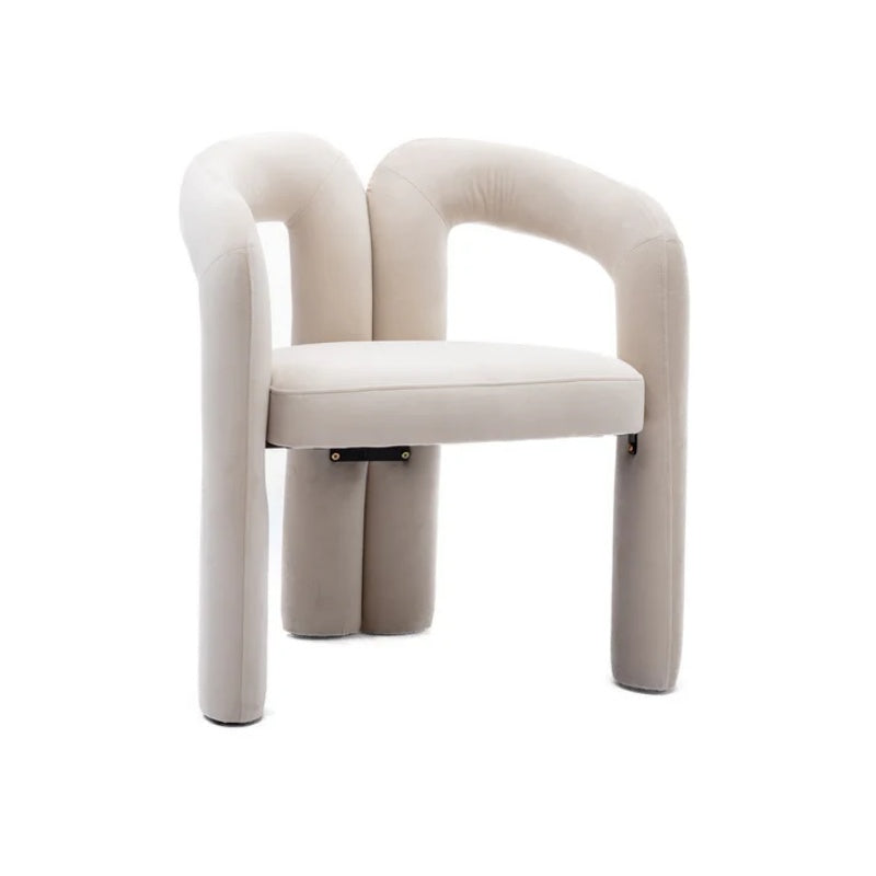 Contemporary Designed Velvet Fabric Upholstered Accent/Dining Chair /Barrel Side Chairs Kitchen Armchair for Living Room set of 2 (Beige Velvet)-海智集-Default-