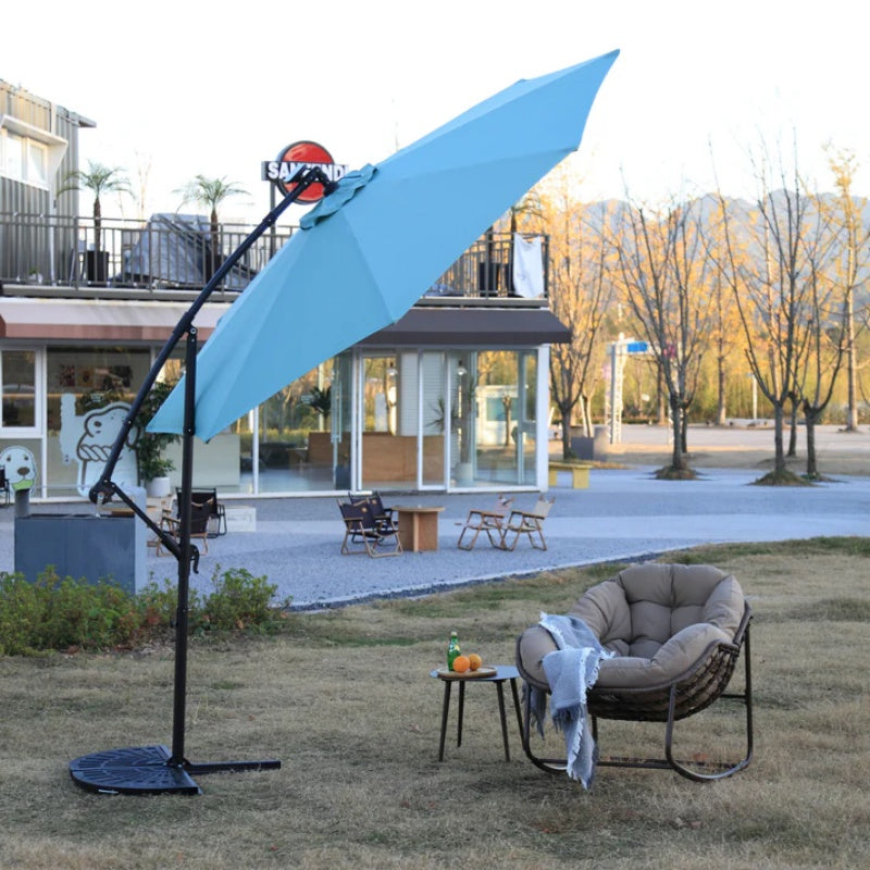 10ft Solar LED Offset Hanging Market Patio Umbrella ( Light green )(No Base)-海智集-Default-